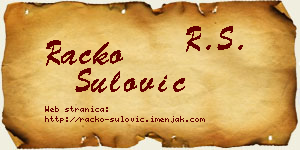 Racko Šulović vizit kartica